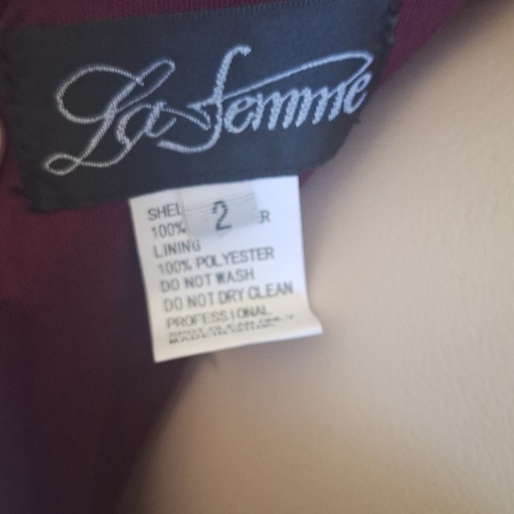 LA FEMME Dress 28212 Dark Berry, Size 2 - Picture 6 of 6